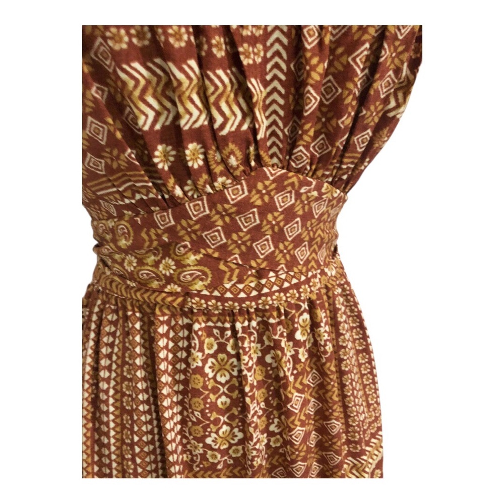 Trixxi‎ Rust Boho Patchwork Ruffle Strap belted T… - image 5